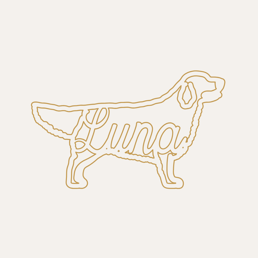 Charm preview: a Golden Retriever silhouette with the name Luna inside